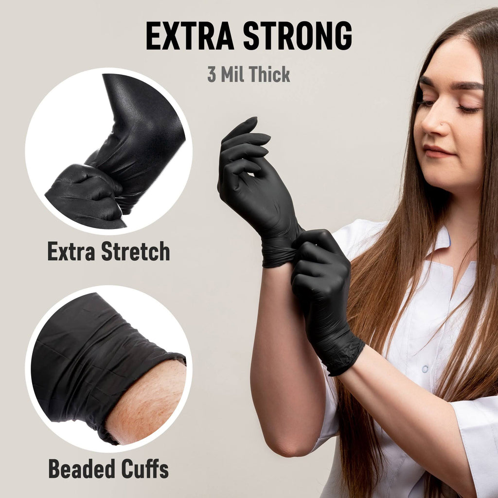 Black Large Nitrile Exam Gloves F382