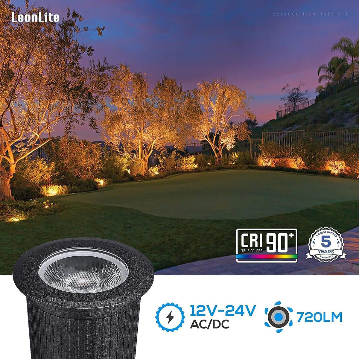 12-Pack 7W LED Well Light, Low Voltage Landscape Lights, IP67 Waterproof, 3000K Warm White, Black P9039