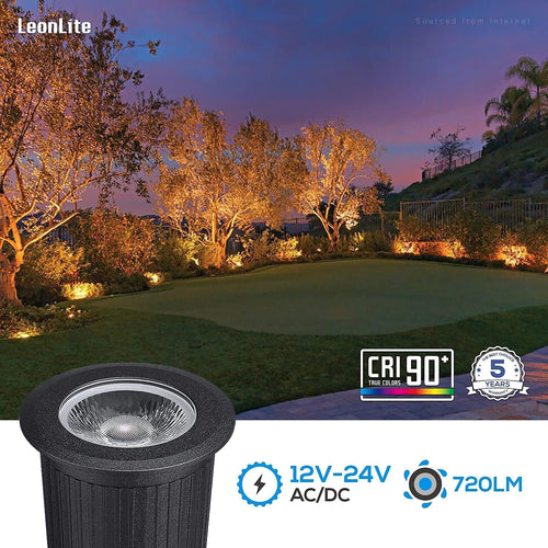 12-Pack 7W LED Well Light, Low Voltage Landscape Lights, IP67 Waterproof, 3000K Warm White, Black P9039