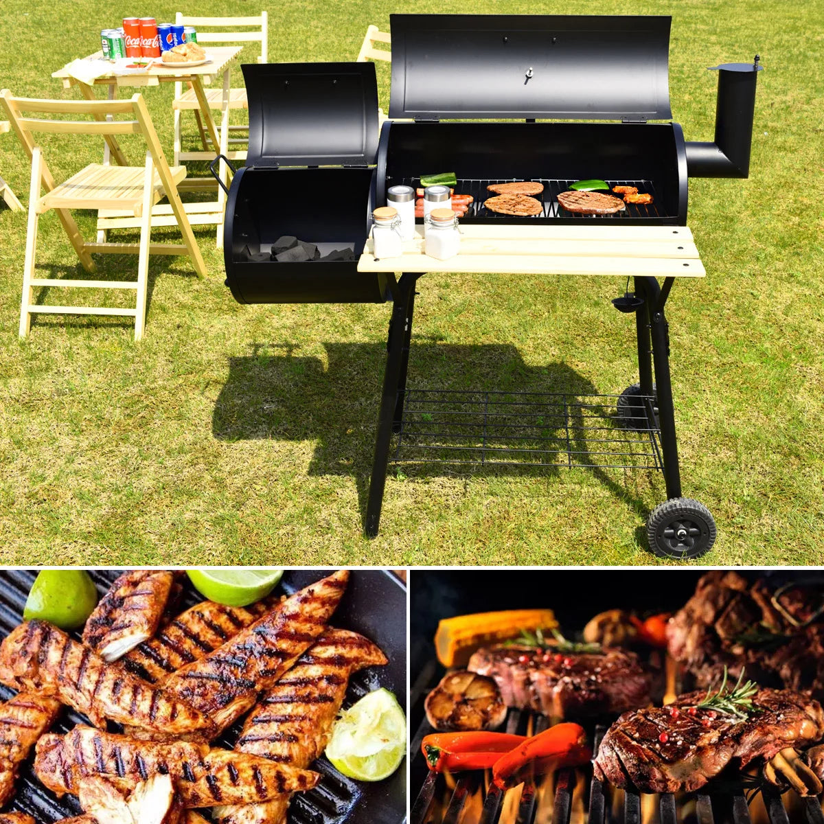 Outdoor Charcoal BBQ Grill Smoker J381