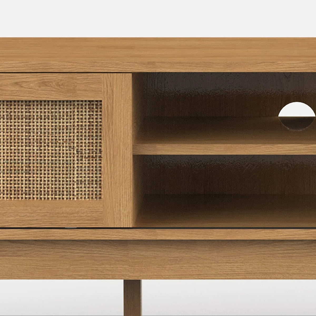 TV Stand with Rattan Sliding Doors for TVs up to 65 Inches I1332