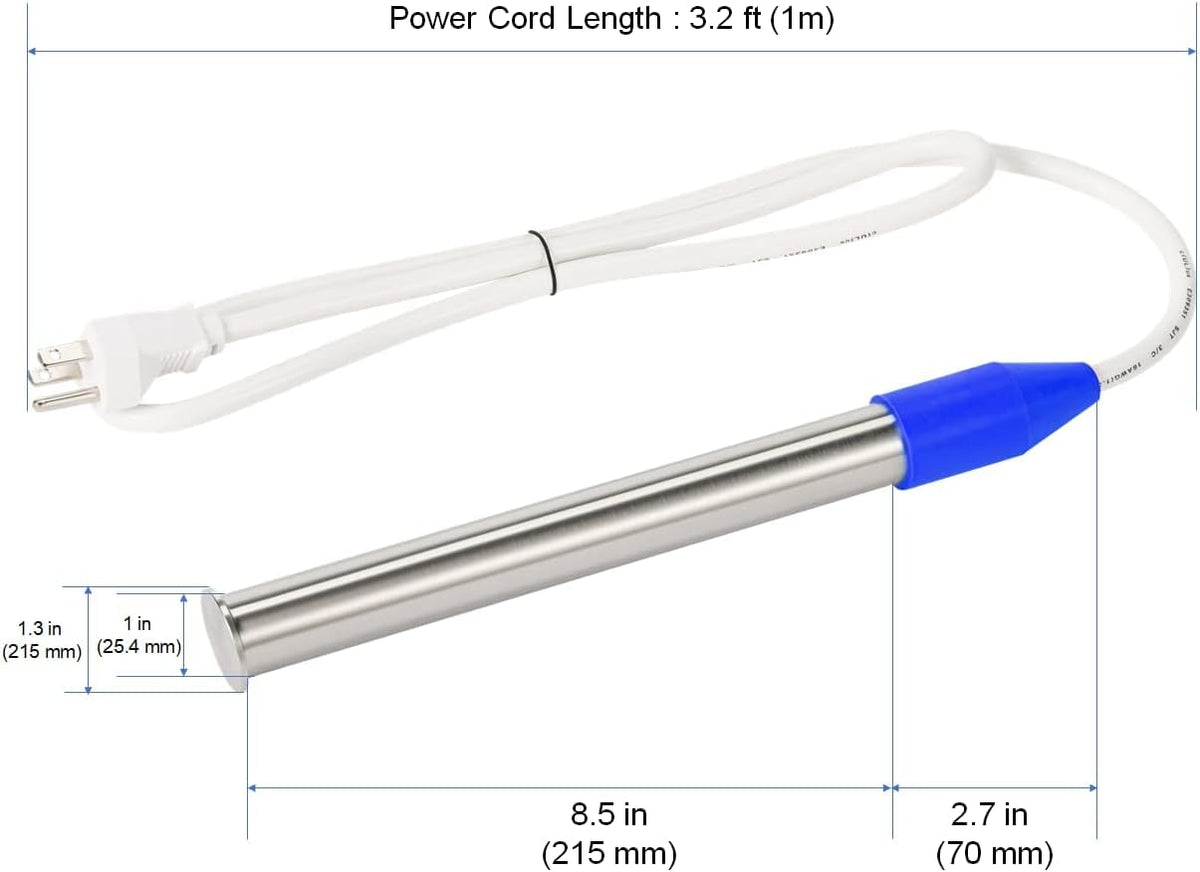 1000W Stainless Steel Submersible Bucket Water Heater S712