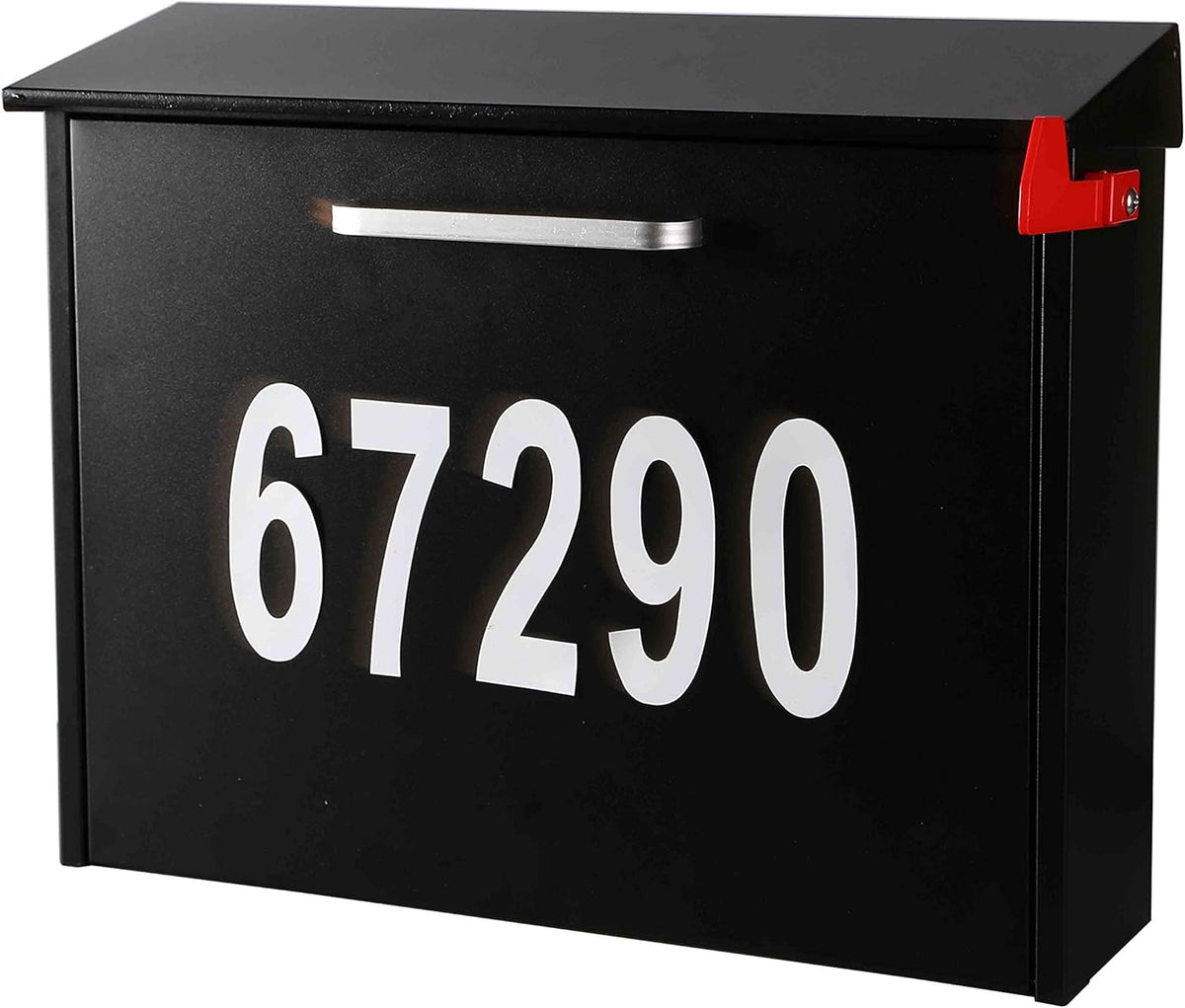 Wall Mount Locking Mailbox with Code Lock Black Large Capacity Y8863