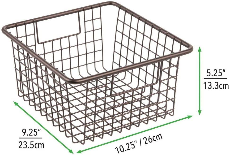 Metal Wire Food Storage Organizer Bin Basket with Handles M1040
