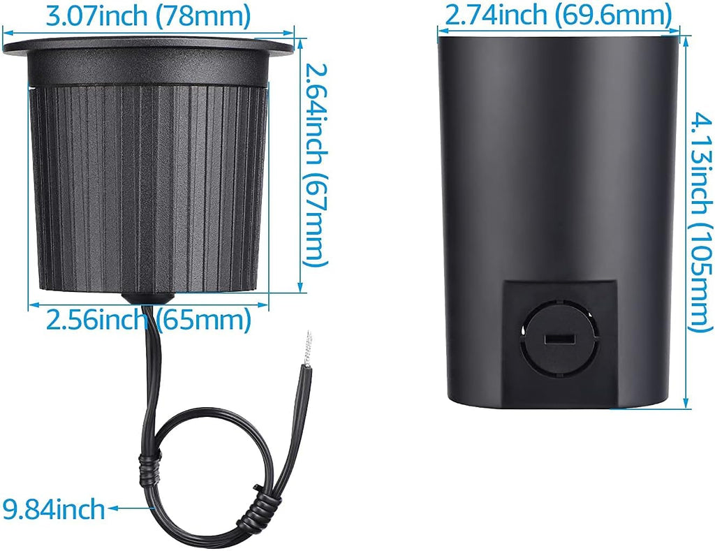 12-Pack 7W LED Well Light, Low Voltage Landscape Lights, IP67 Waterproof, 3000K Warm White, Black P9039