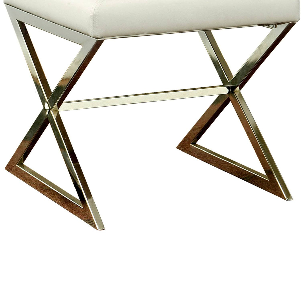 Contemporary Upholstered Stool Metal Base White G150