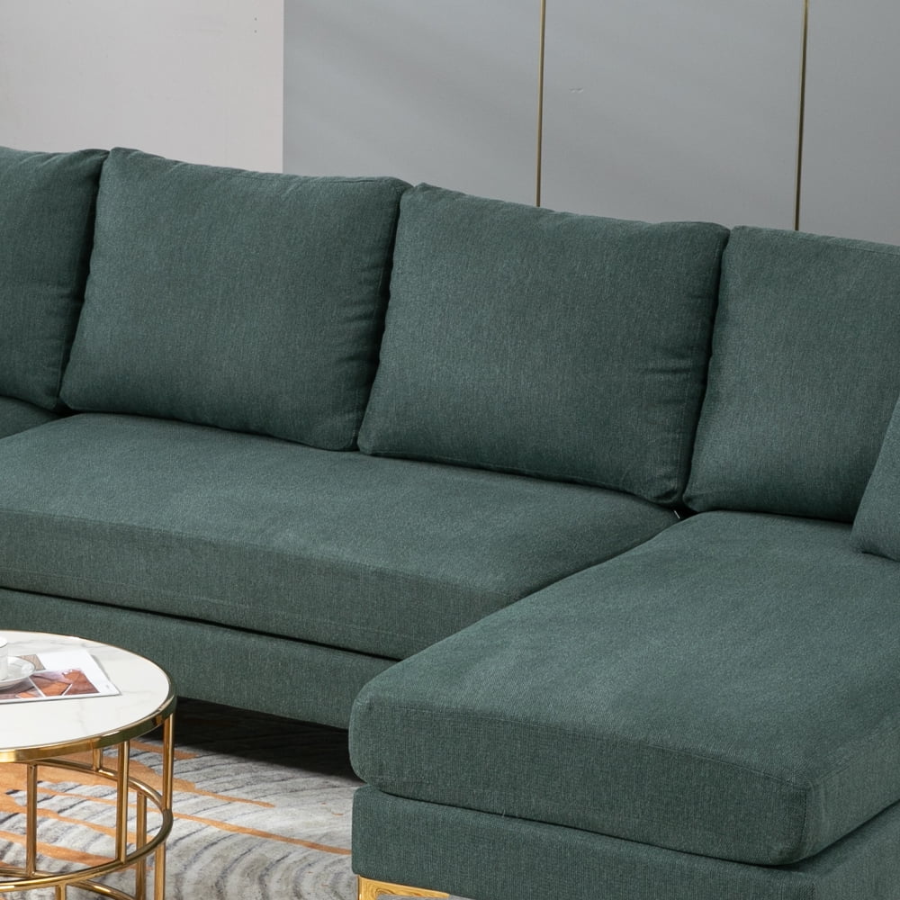110'' Wide Reversible Chaise U-Shape Sectional Sofa Green Polyester Blend G830932