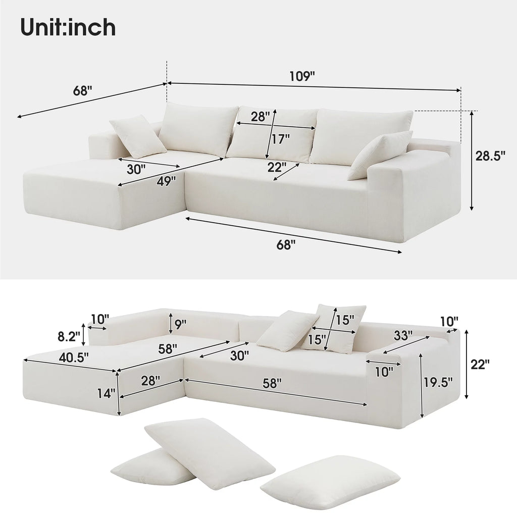 White L Shaped Modular Sectional Sofa C78890