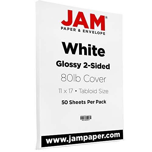 80lb Glossy 2-Sided White Cardstock, 11 x 17, 50 Sheets/Pack A23526