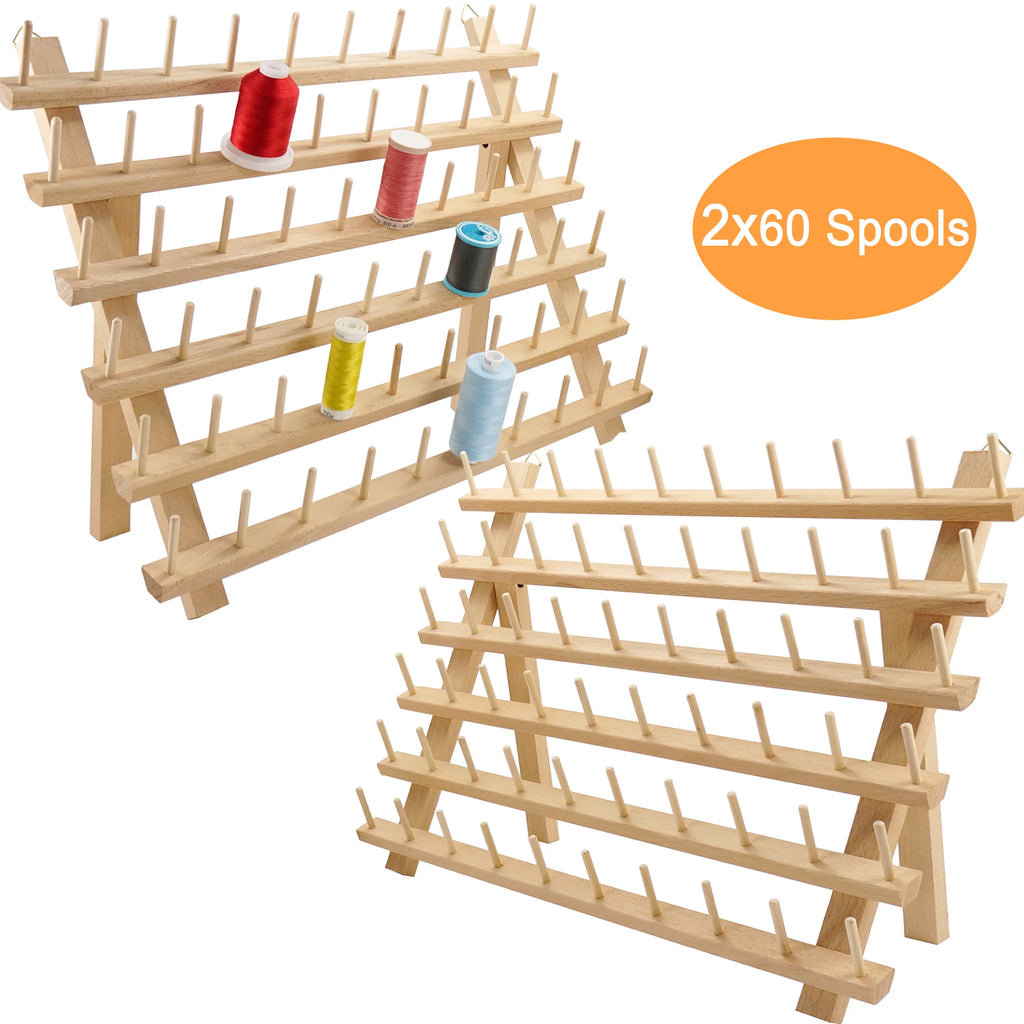 2X60 Spools Wooden Thread Rack H26057