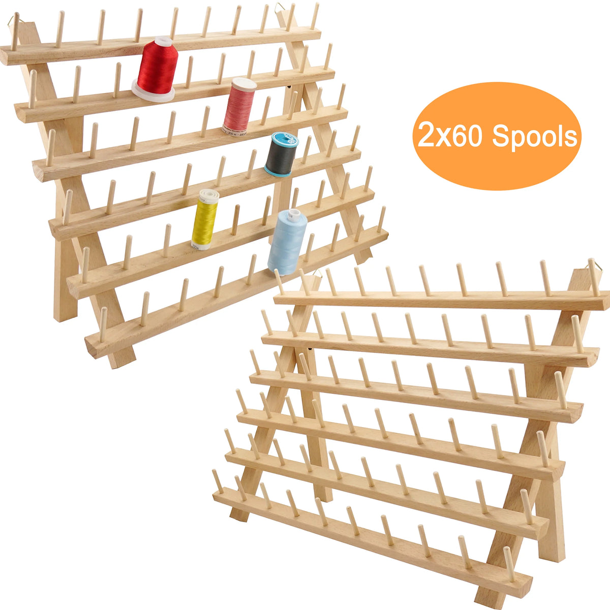 2X60 Spools Wooden Thread Rack H26057