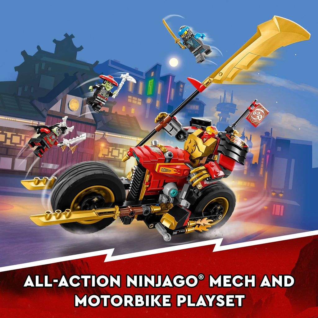 Upgradable Ninja Motorbike Toy Mech Action Figure and 2 Minifigures O446254