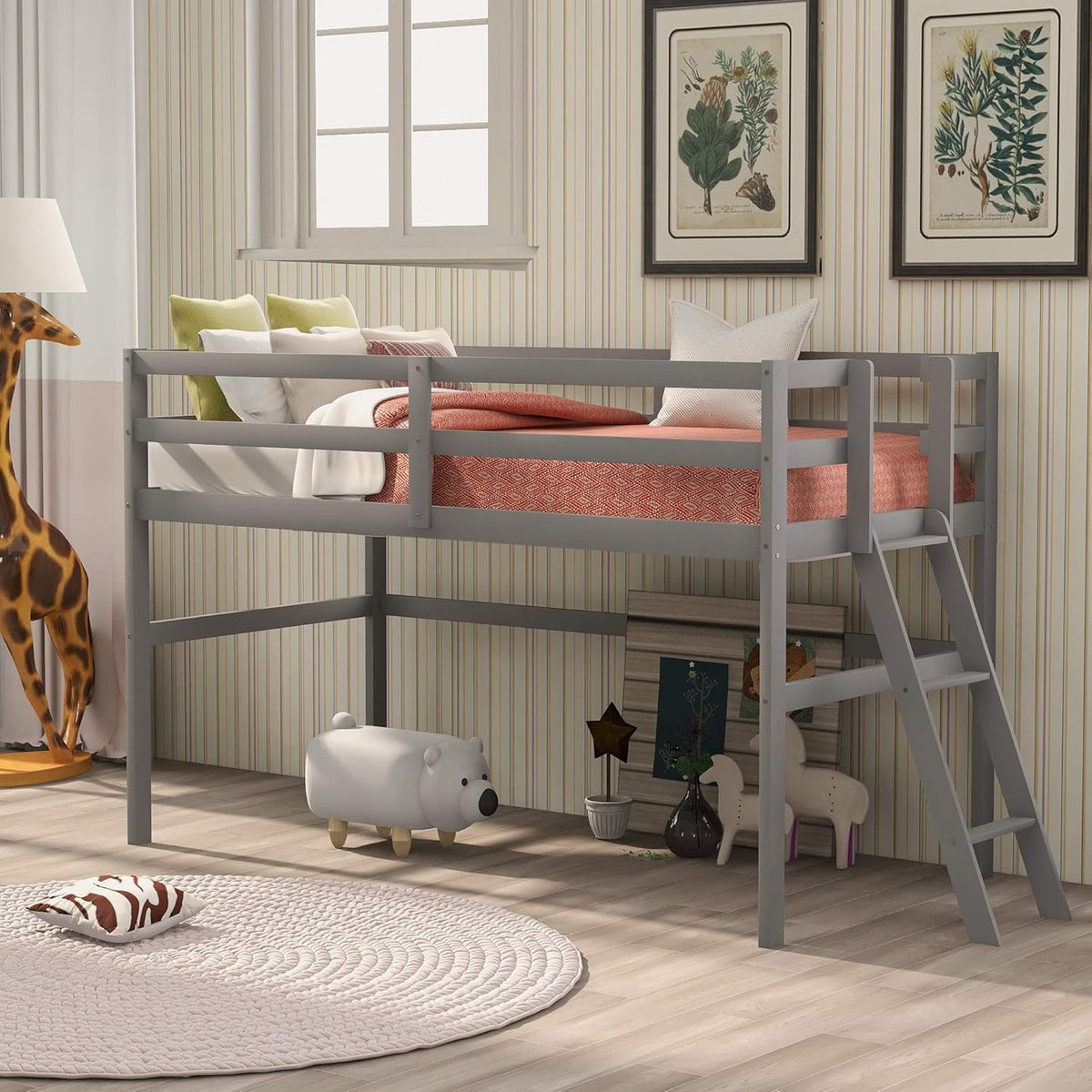 Twin Loft Beds with Slide and Staircase Z9186