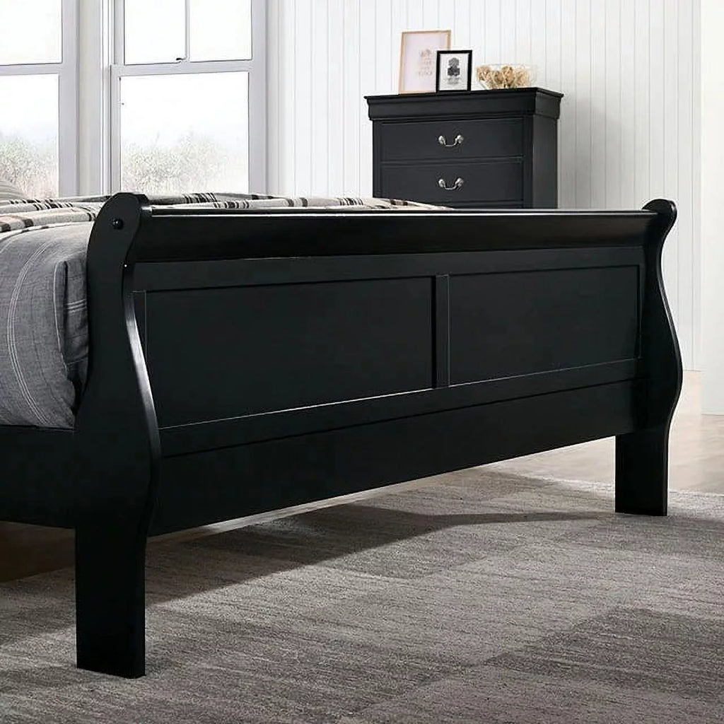 1pc Eastern King Size Black Solid Wood Bedframe H4372
