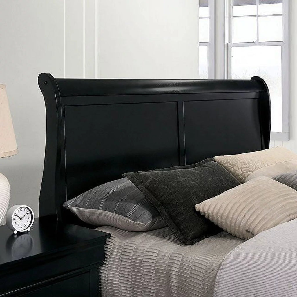 1pc Eastern King Size Black Solid Wood Bedframe H4372