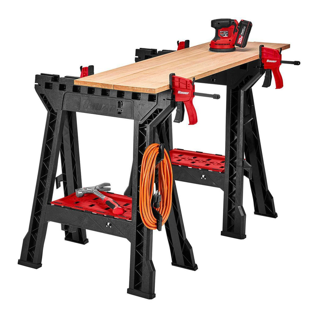Polypropylene Folding Sawhorse with Bar Clamp X37628