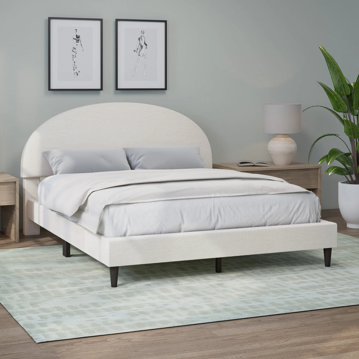 Queen Upholstered Platform Bed T387