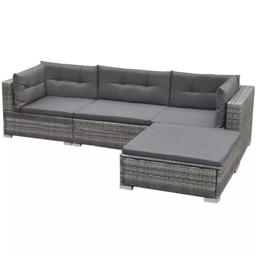 5 Piece Gray Poly Rattan Sectional Sofa Set with Tea Table Y59062