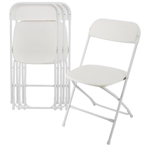 4 Piece White Plastic Folding Chairs V603803