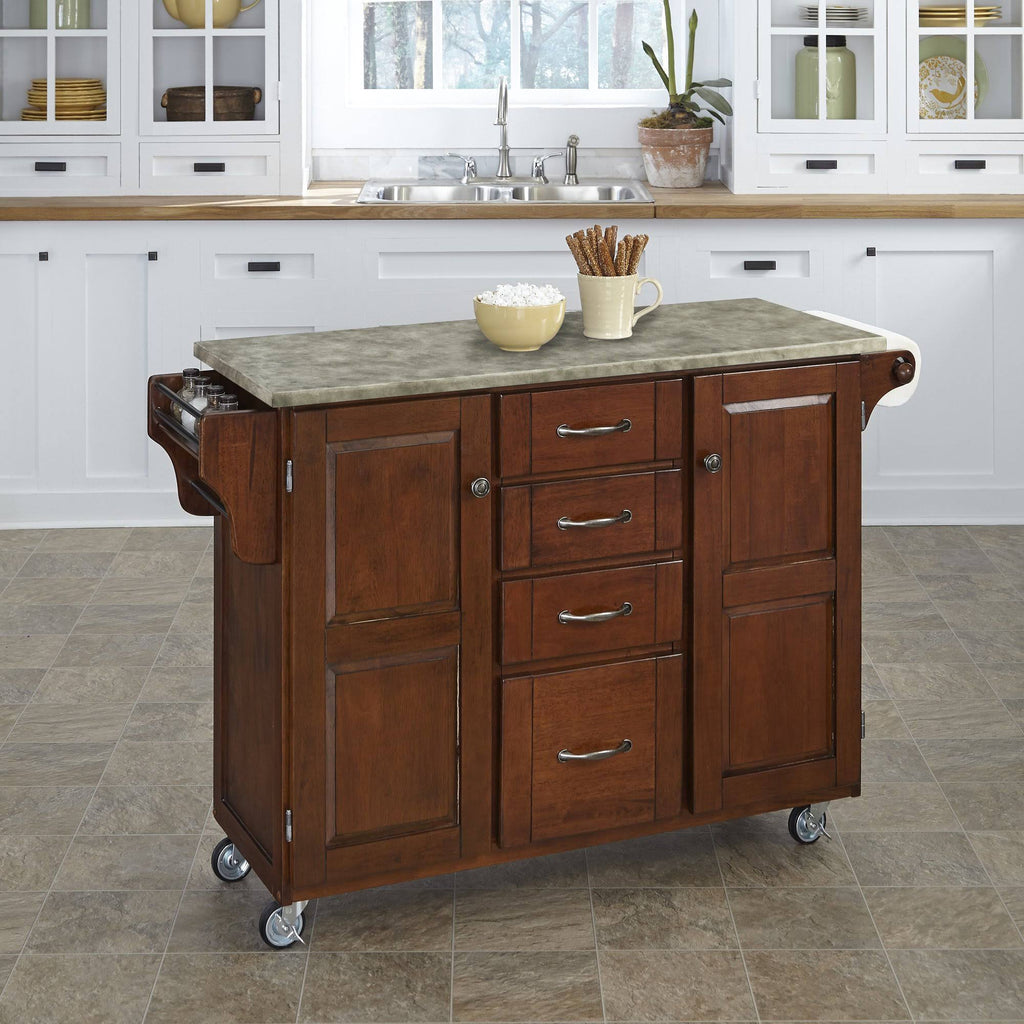 Cherry Kitchen Cart with Concrete Top P979