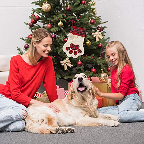 2 Pieces 17.7 Inch Christmas Pet Stockings Buffalo Plaid V6359