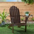 Solid Wooden Indoor Outdoor Patio Lounge Adirondack Chair Brown G27688