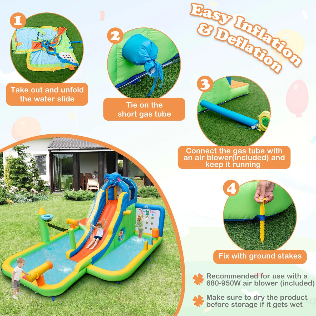 Inflatable Water Slide Splash Pool N9758