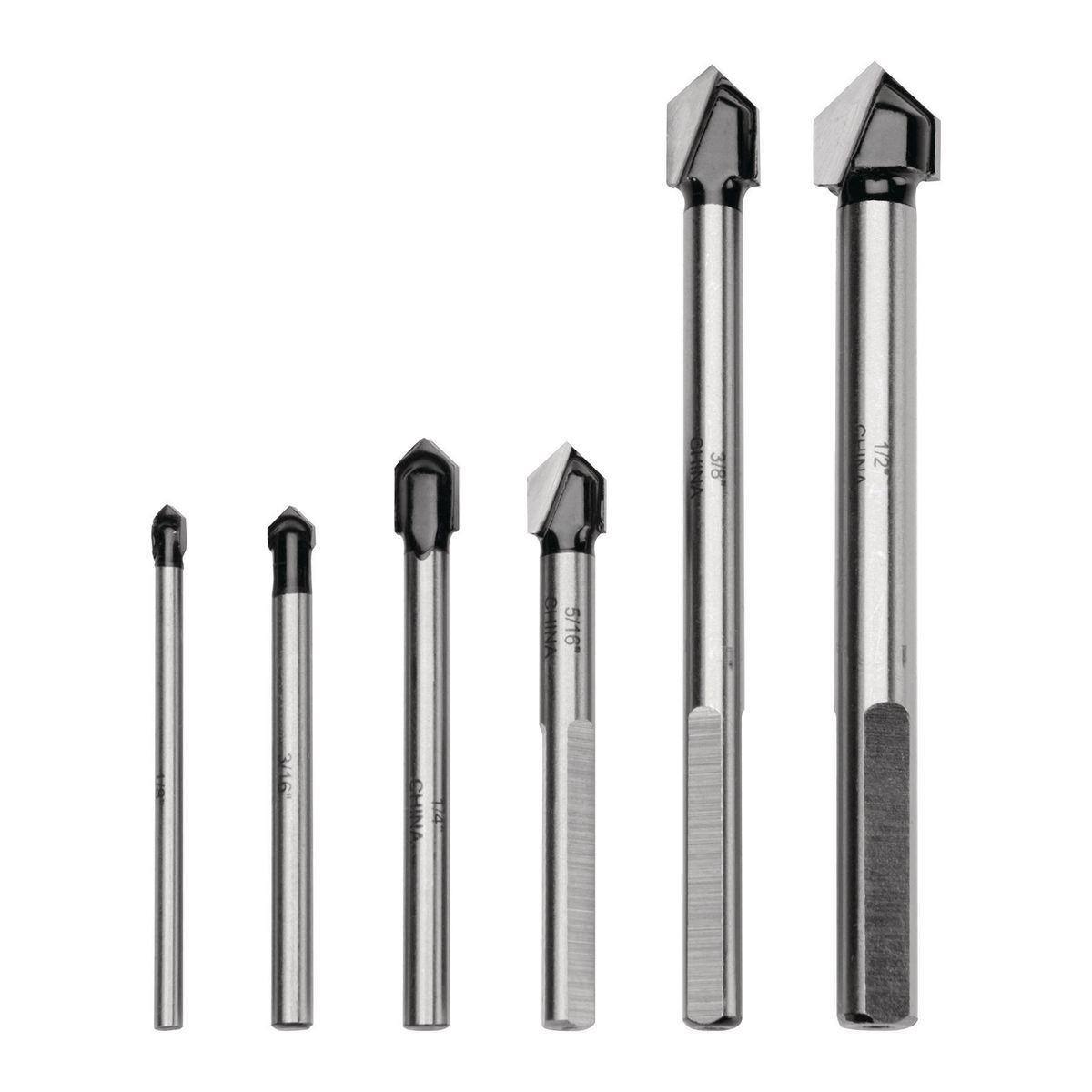Carbide Tip Glass and Tile Cutting Drill Bit Set, 6 Piece G2727