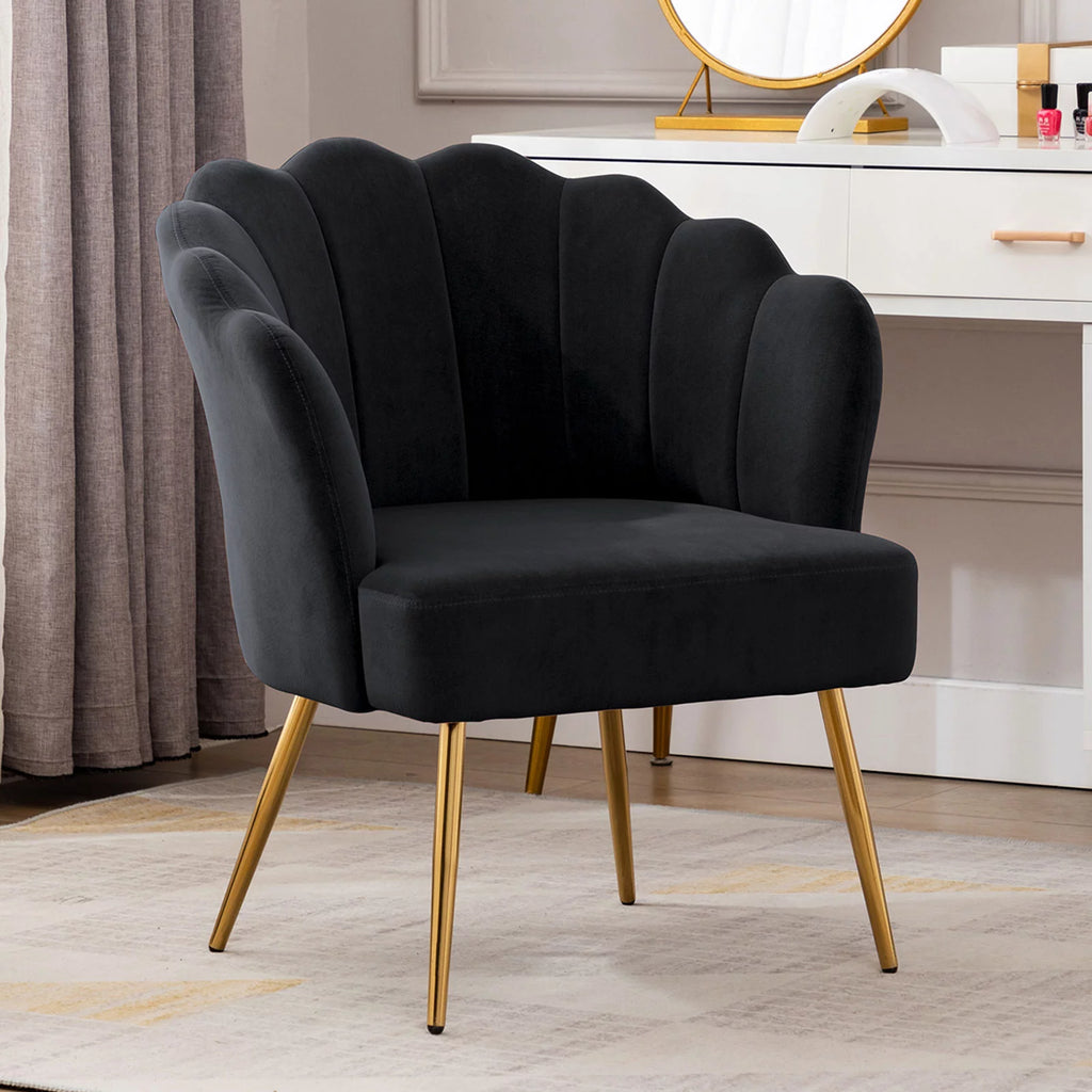 Velvet Accent Chair with Gold Metal Legs J7636