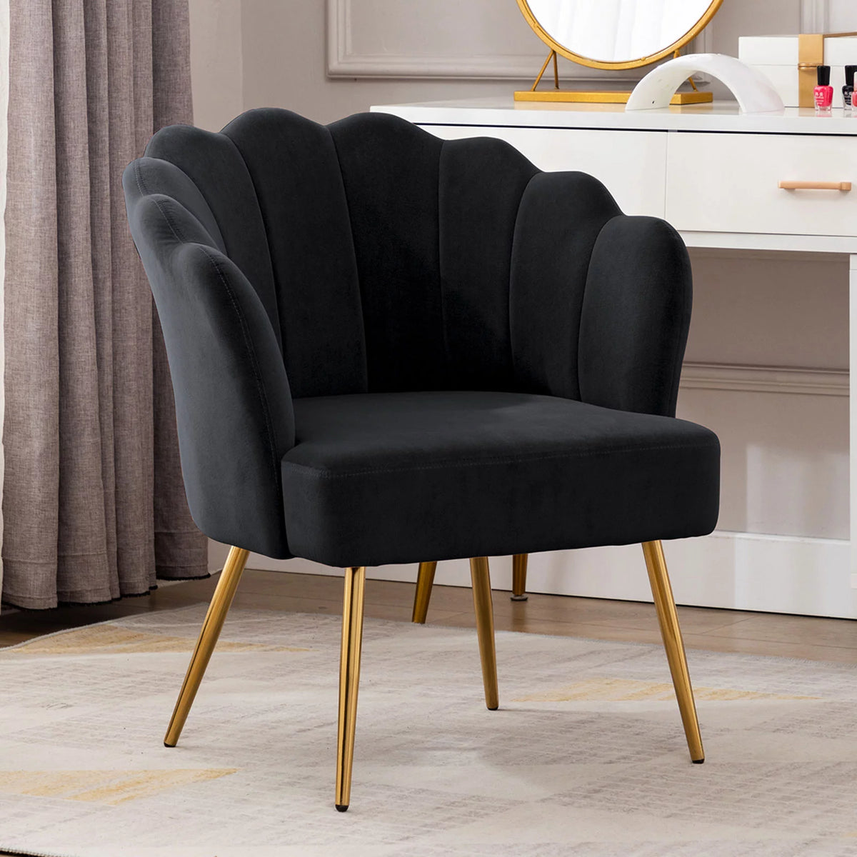 Velvet Accent Chair with Gold Metal Legs J7636