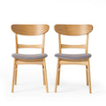 Mid Century Modern Fabric Upholstered Wood Dining Chairs, Set of 2 R340446