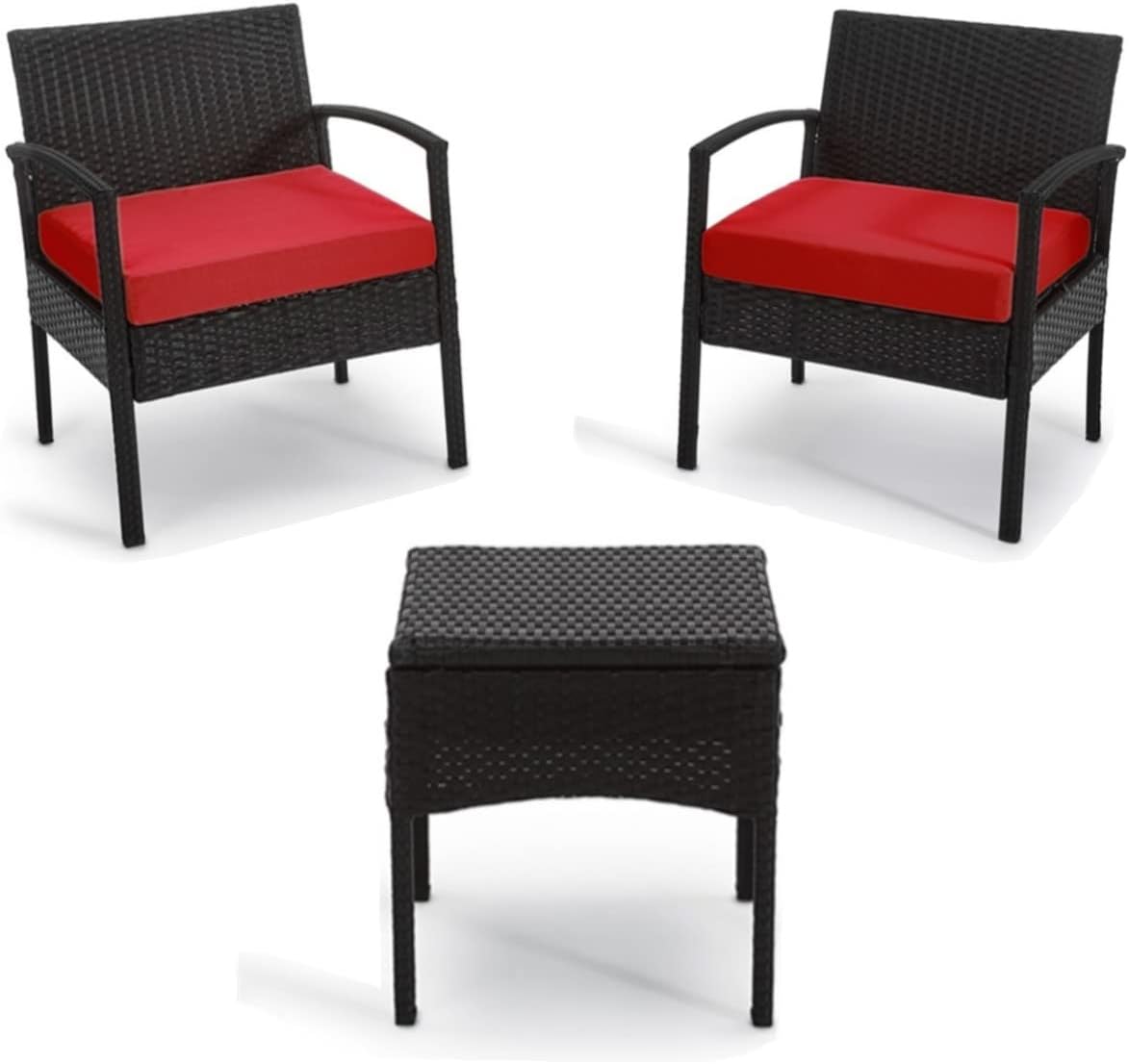 3 PCS Patio Rattan Bistro Set with Coffee Table and 2 Sofas Z25992