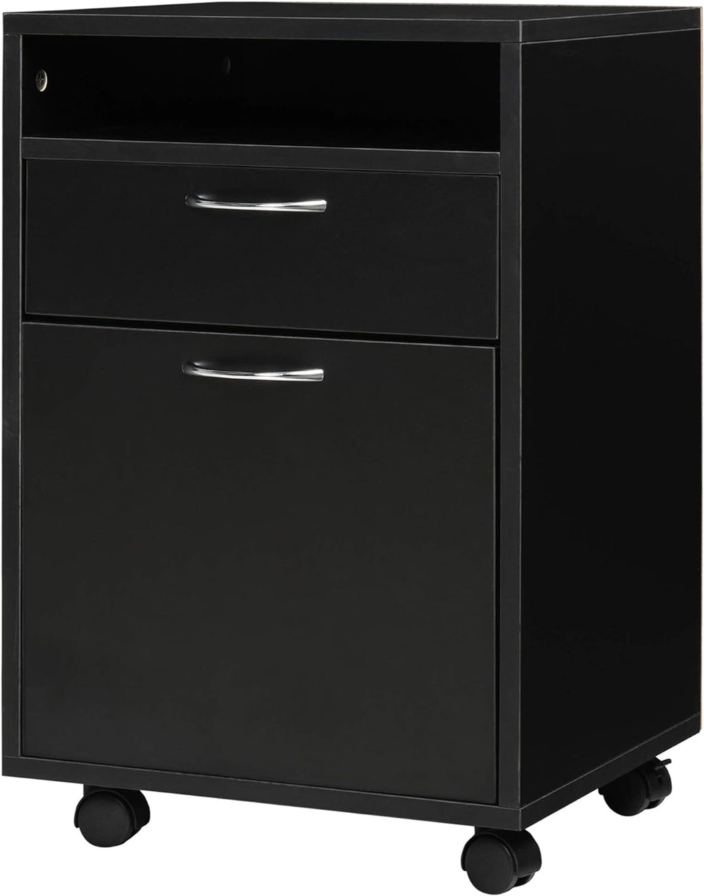 Mobile File Cabinet with Castors and Lockable Drawer, Brown F509