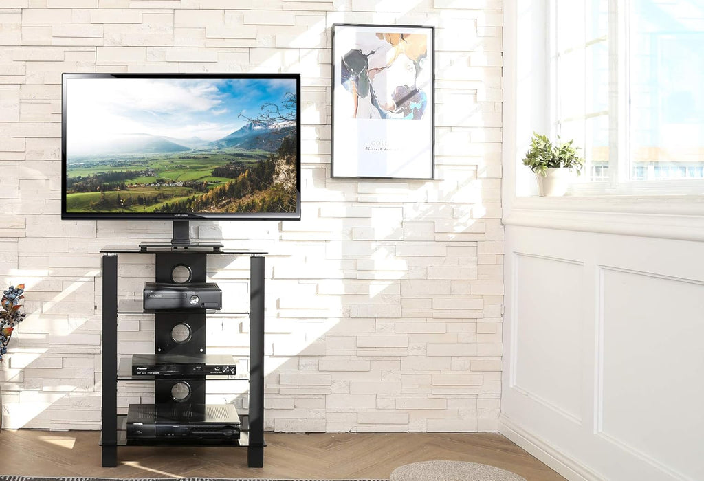 4-Tier AV Media Cabinet Stand with Tempered Glass Shelves T87932