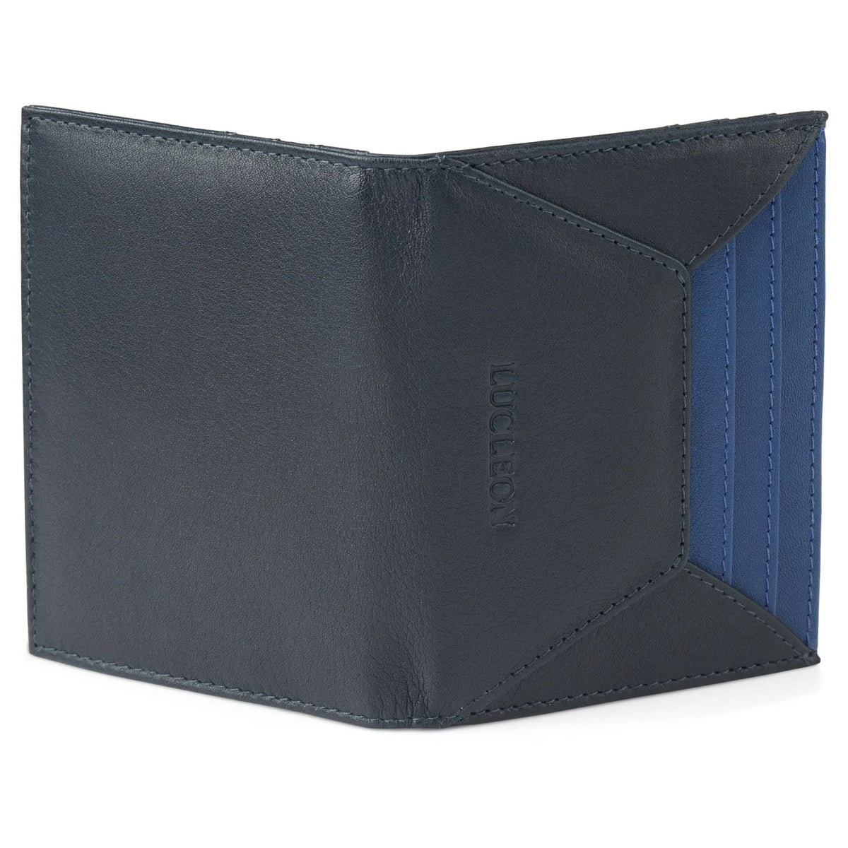 Black Blue Leather RFID-Blocking Card Holder J858864
