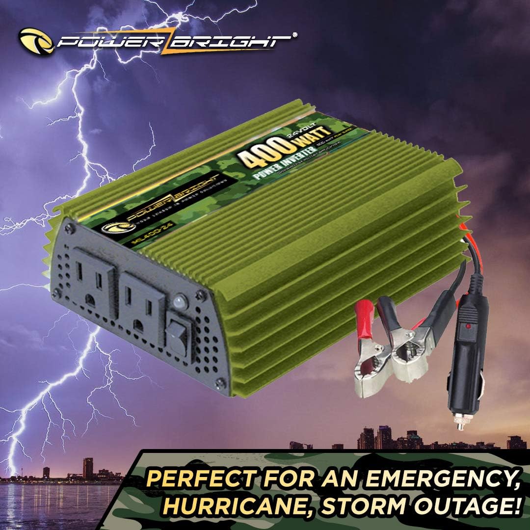 400 Watt 24V Modified Sine Wave Power Inverter with Dual 110V AC Outlets D52914
