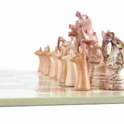 Hand Carved Soapstone Animal Chess Set M827