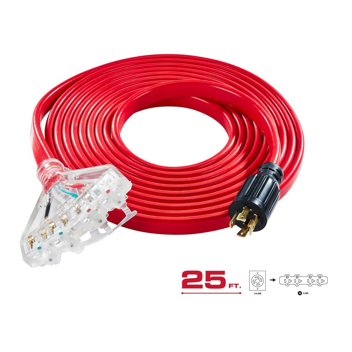 25 ft. 30 Amp 125/250V 4-Outlet Generator Extension Cord Z39247