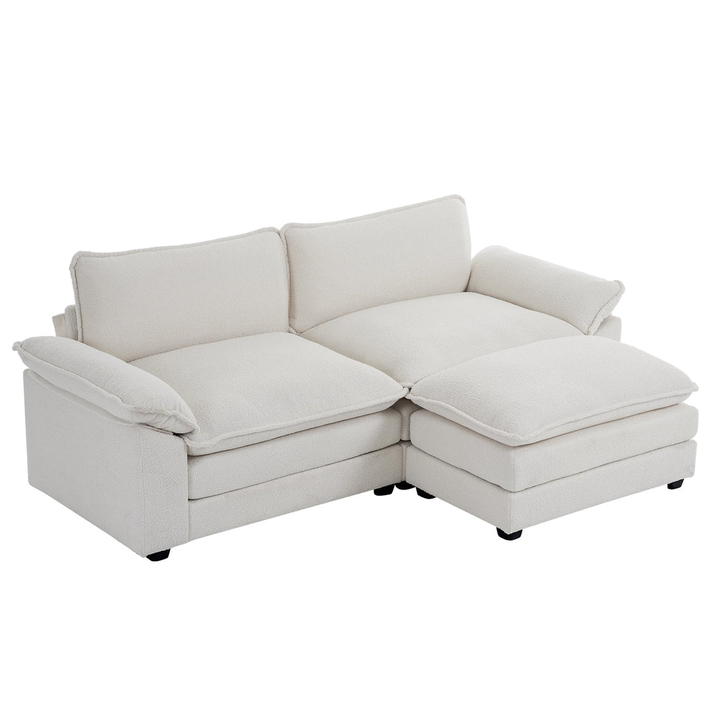 Dark Grey Chenille L Shaped Sectional Sofa with Ottoman C343