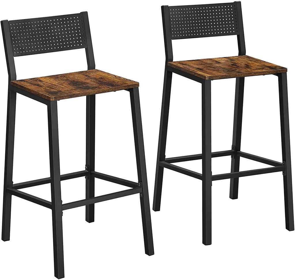 Set of 2 Bar Stools with Backrest V639913