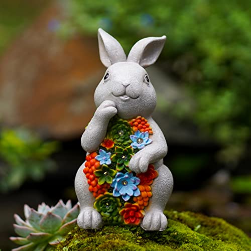 Solar Garden Statue Turtle with Succulent and 7 LED Lights M113962