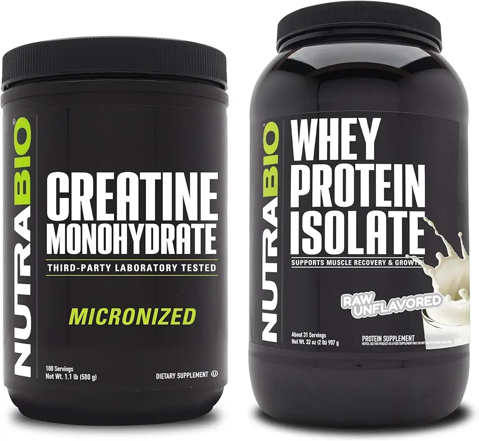 Unflavored Creatine Monohydrate and Whey Protein Isolate 500g Supplement Bundle I293