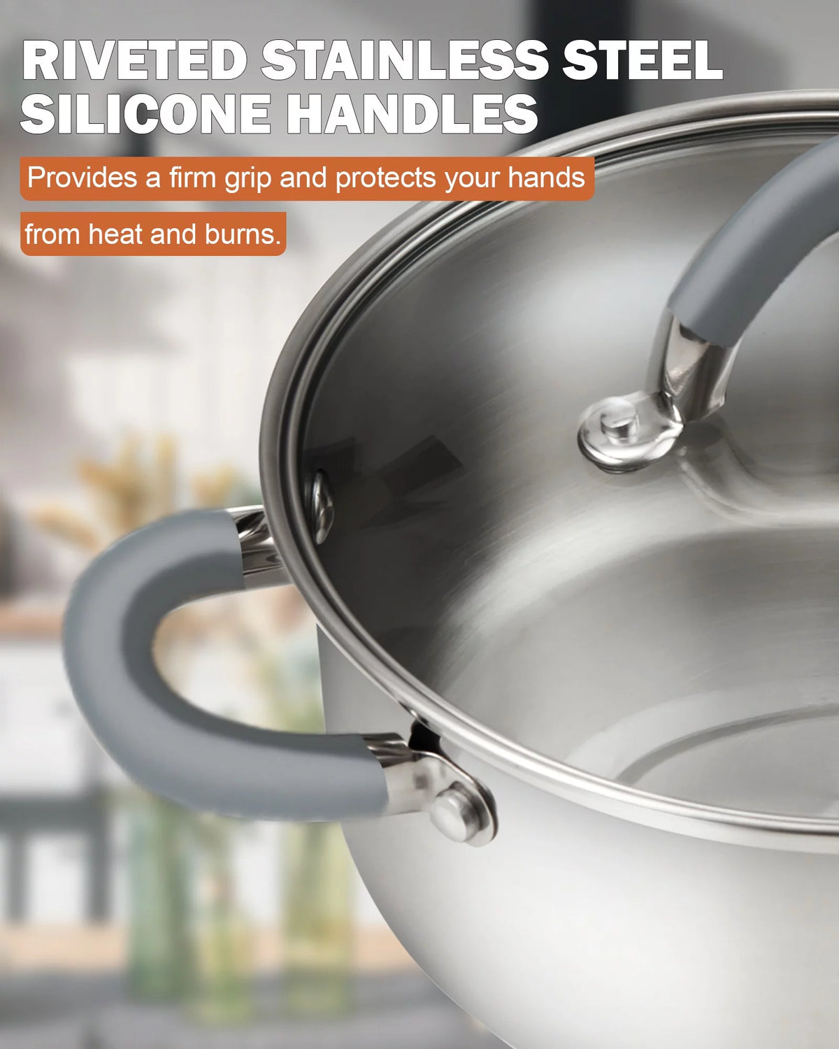 12-Piece Stainless Steel Cookware Set with Silicone Handles M4075