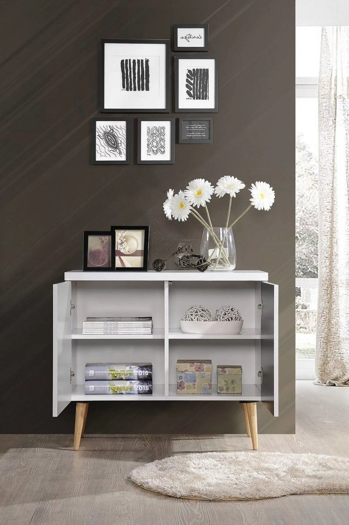 White-Grey Accent Table Q945