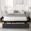 Full Size Upholstered Platform Bed Frame with 3 Storage Drawers Y91346