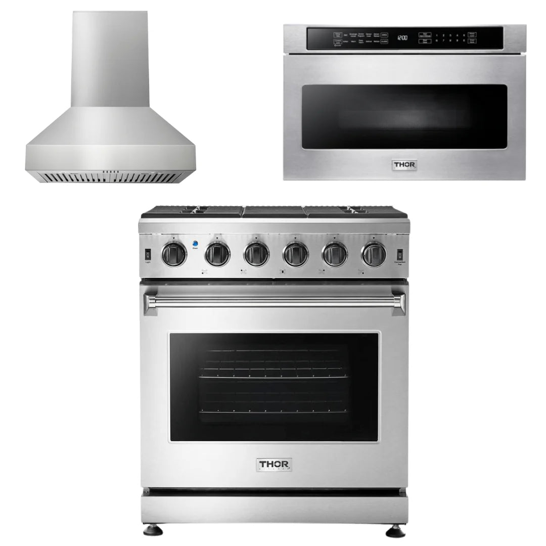 30 Gas Range, Range Hood, Microwave G5929
