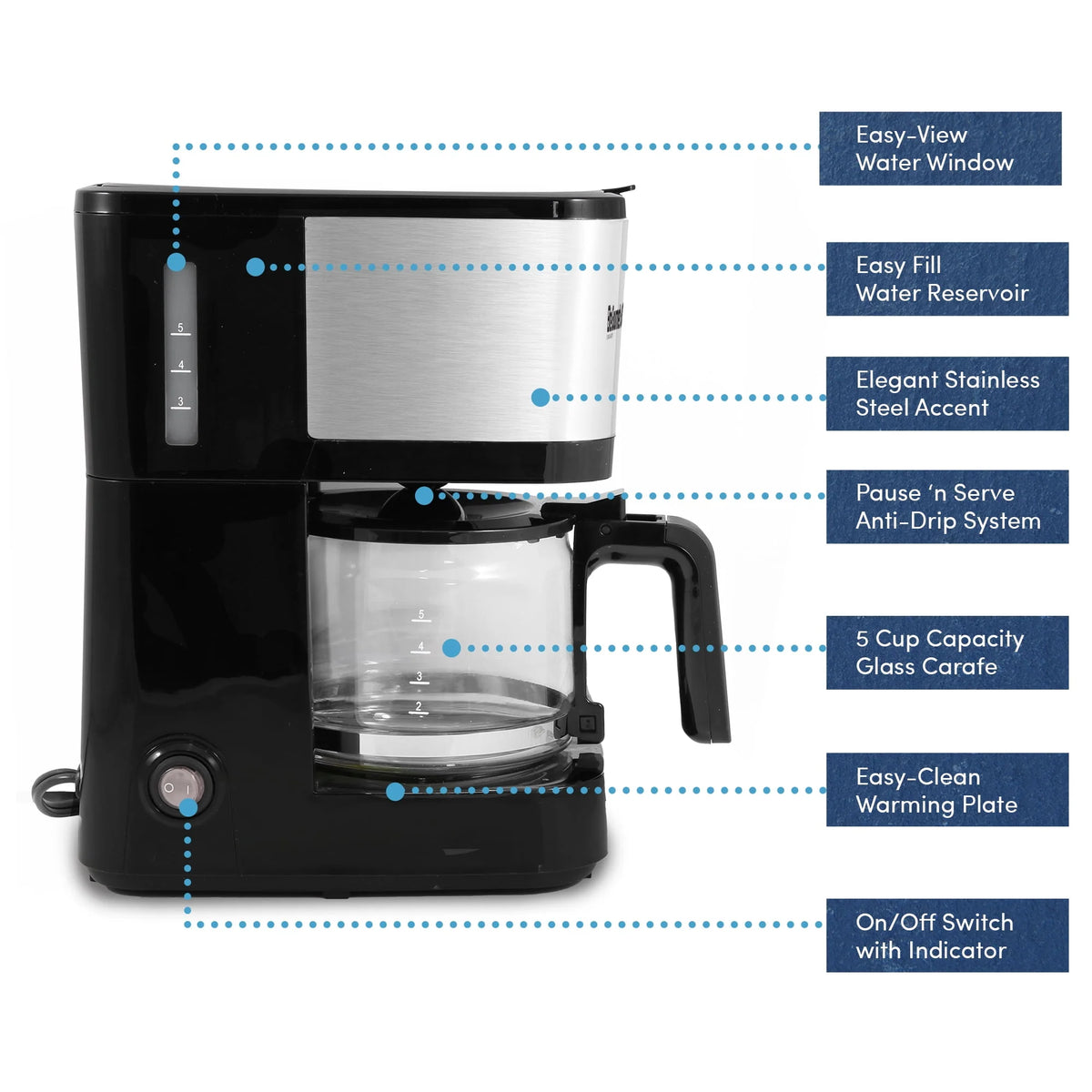 5 Cup Stainless Steel Drip Coffee Maker N1430
