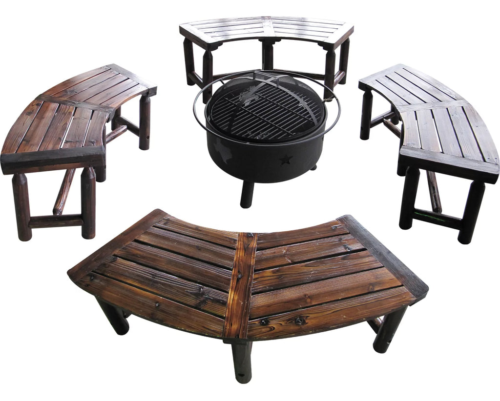 Char-log Curved Bench C24639
