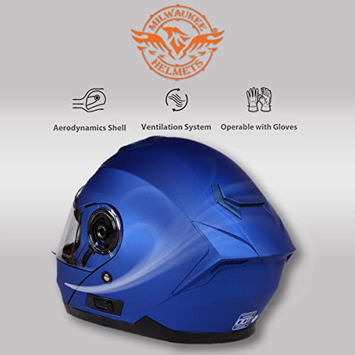 Blue Modular Motorcycle Helmet with Drop Down Visor O8461