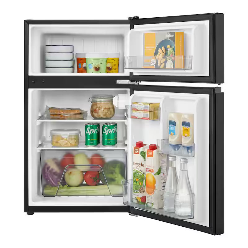 2 Door Mini Refrigerator in Black with Freezer H1631